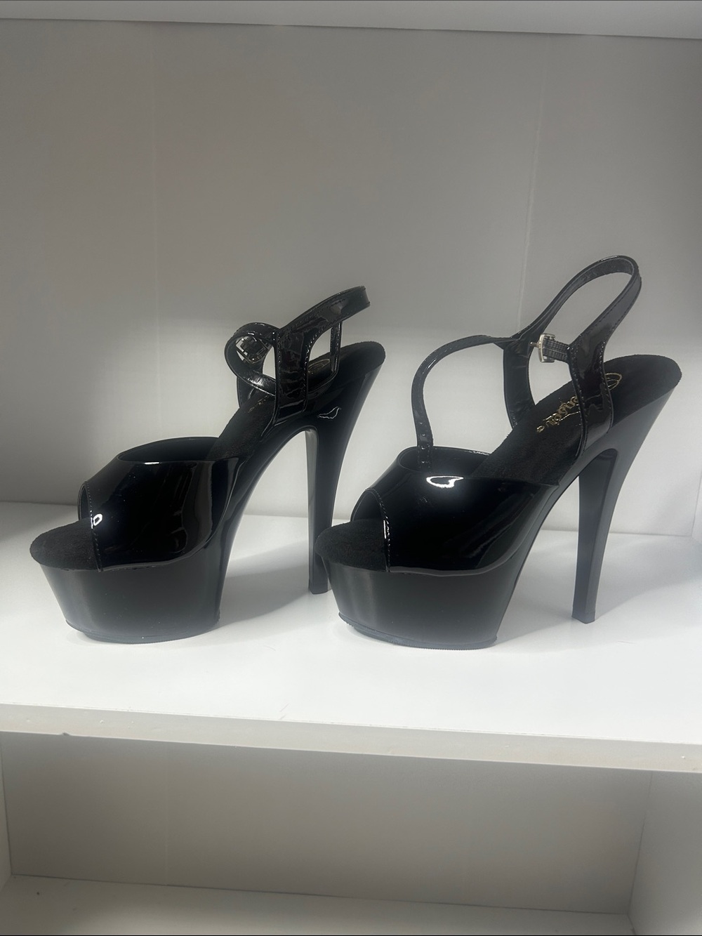 Black Patent Platform High Heel Sandals - Women